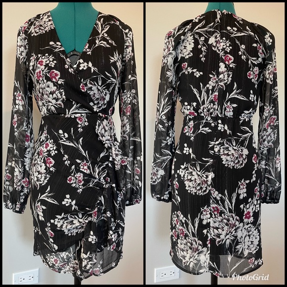 Guess | Rhodes Magnolia Night Print Dress | Black - Picture 2 of 6